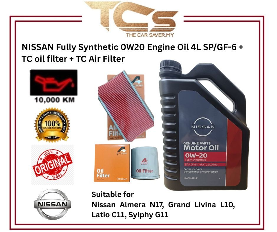 NISSAN 0W-20 API SP GF-6 FULLY SYNTHETIC ENGINE OIL 4L TAN CHONG กรองน้ํามันกรองอากาศ