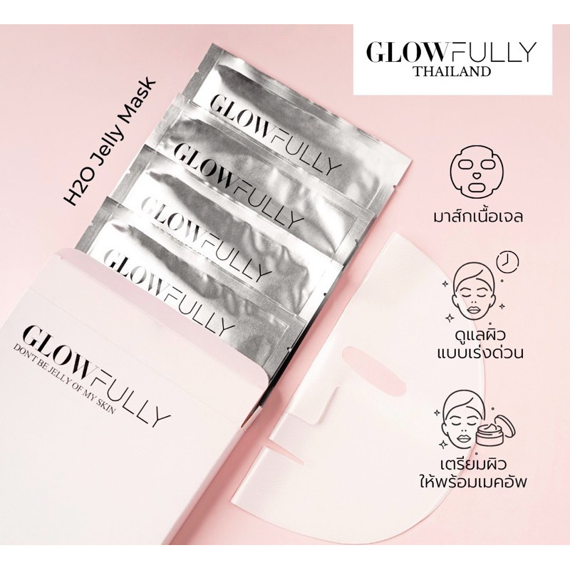 **พร้อมส่ง** (5แผ่น/กล่อง) มาส์กหน้าเนื้อเจลลี่ Glowfully H2O Jelly Mask