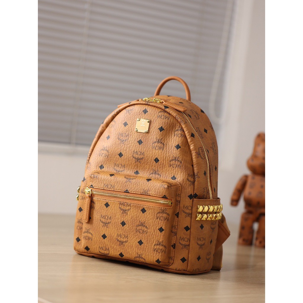 ♞MCM Stark Visetos Bebe Boo Backpack /Mini /Small /Medium กระเป๋าเป้ Visetos Canvas djd