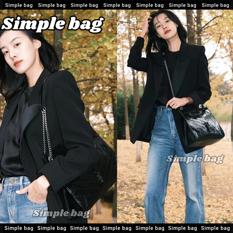 อีฟส์แซงต์โลรองต์ Yves Saint LaurentYSL Niki Medium Shopping Bag กระเป๋าสะพายเดี่ยว #Simple bag