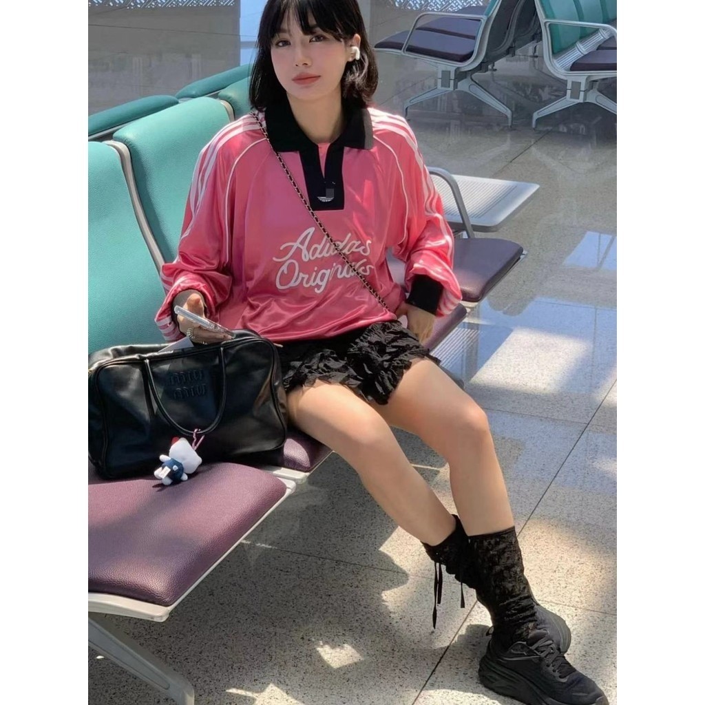 ♞เสื้อเชิ้ตโปโลแขนยาวแฟชั่นสำหรับผู้ชายและผู้หญิงแบบเดียวกับ Adidas, แขนยาวปกผู้หญิง erfv