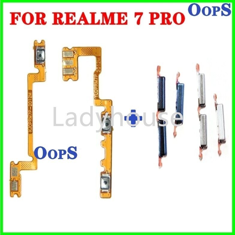 ปุ่มปรับระดับเสียงไฟ Flex สําหรับ Oppo Realme 7 Pro ON OFF ปุ่มสวิตช์กุญแจด้านข้าง Flex Cable Realme7 Pro ปุ่มปรับระดับเสียงไฟ