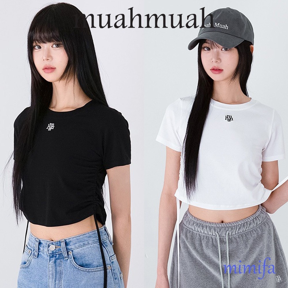 ♞,♘,♙[muahmuah] String SILKET LOGO HALF T-SHIRT XM