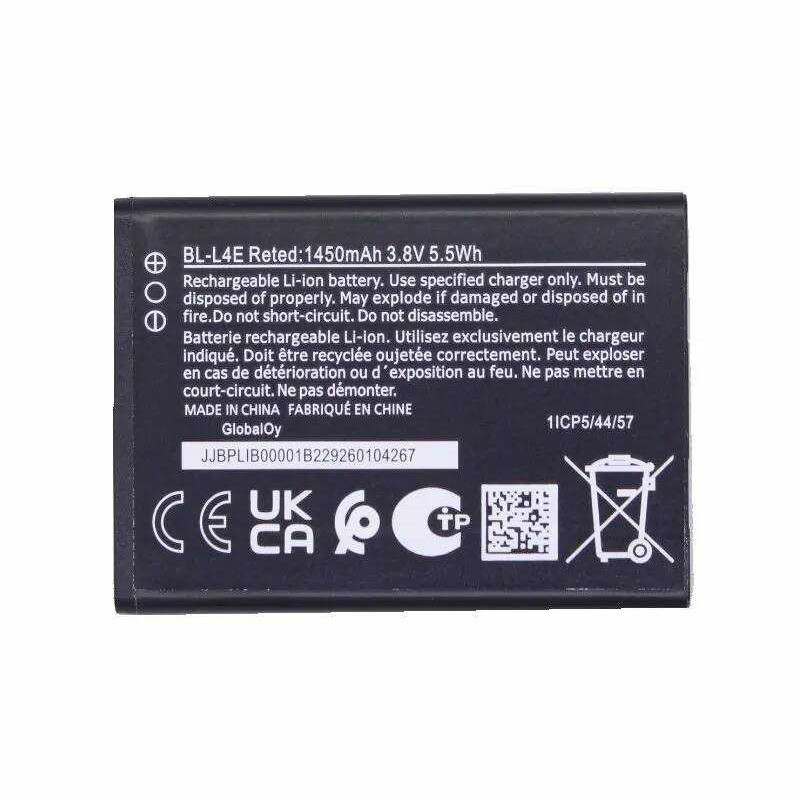 ▥ 1X1450mah 3.8V Bl-L4e BL L4e แบตเตอรี่โทรศัพท์แบบชาร์จไฟได้สําหรับ  2260 2660 Flip Ta-14