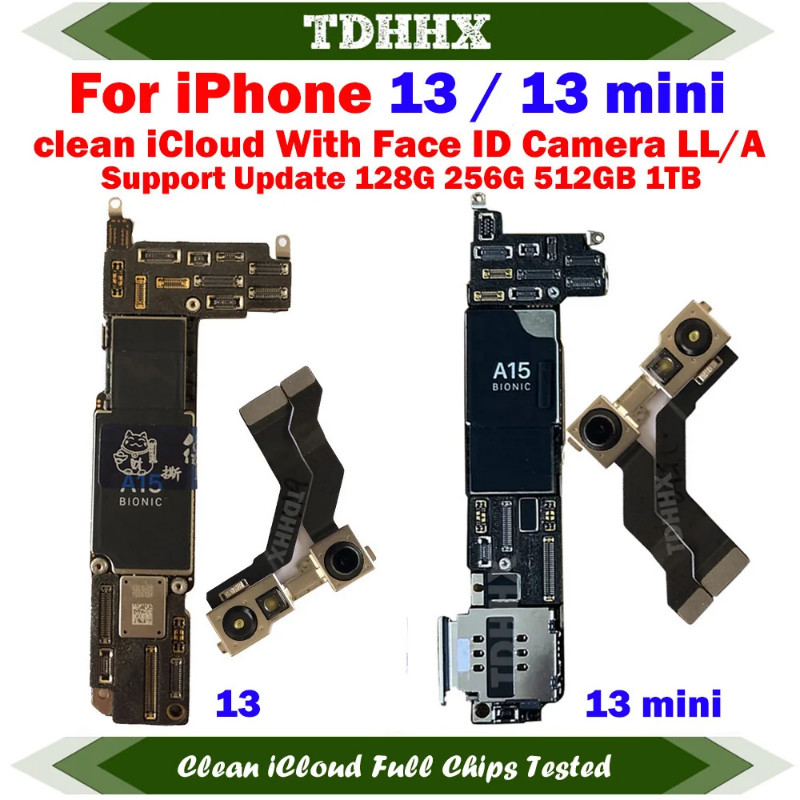 ในสต็อกทดสอบเมนบอร์ดของแท้สําหรับ iPhone 13 128g/256g เมนบอร์ดต้นฉบับพร้อม Face ID Cleaned iCloud Su