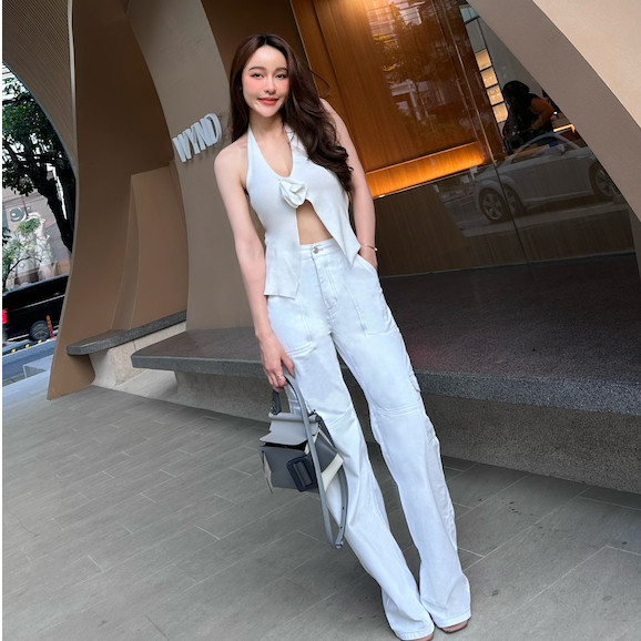 MOTTOM - WHISKY High-Rise Straight-Leg Cargo Jeans