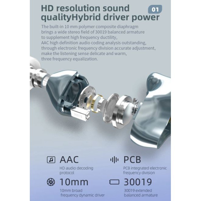 KZ SKS หูฟัง TWS Bluetooth 5.2 1DD+1BA