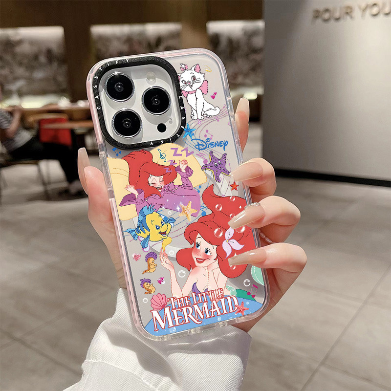 Princess Ariel และ Little Friends ไร้สายชาร์จแม่เหล็กสําหรับ IPhone 11 14 15 16 Pro Max 12 13 Pro Max ฝาครอบ 14 15 16 PLUS ซิลิโคนนุ่มกันชนใสกันกระแทก - รูปที่ 3