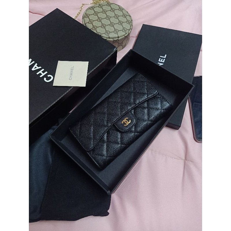 แท้Like new Chanel trifold wallet holo20