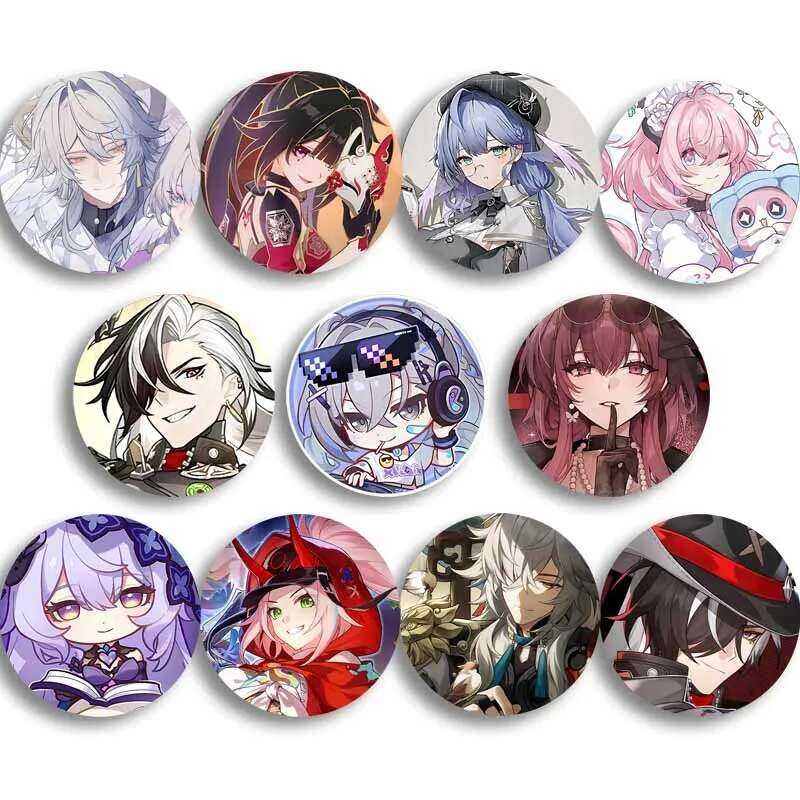 Pop เกม Honkai Star Rail Soft ปุ่ม Pins Tinplate เข็มกลัดการ์ตูน Kiana Kaslana Aponia Bronya Raiden 