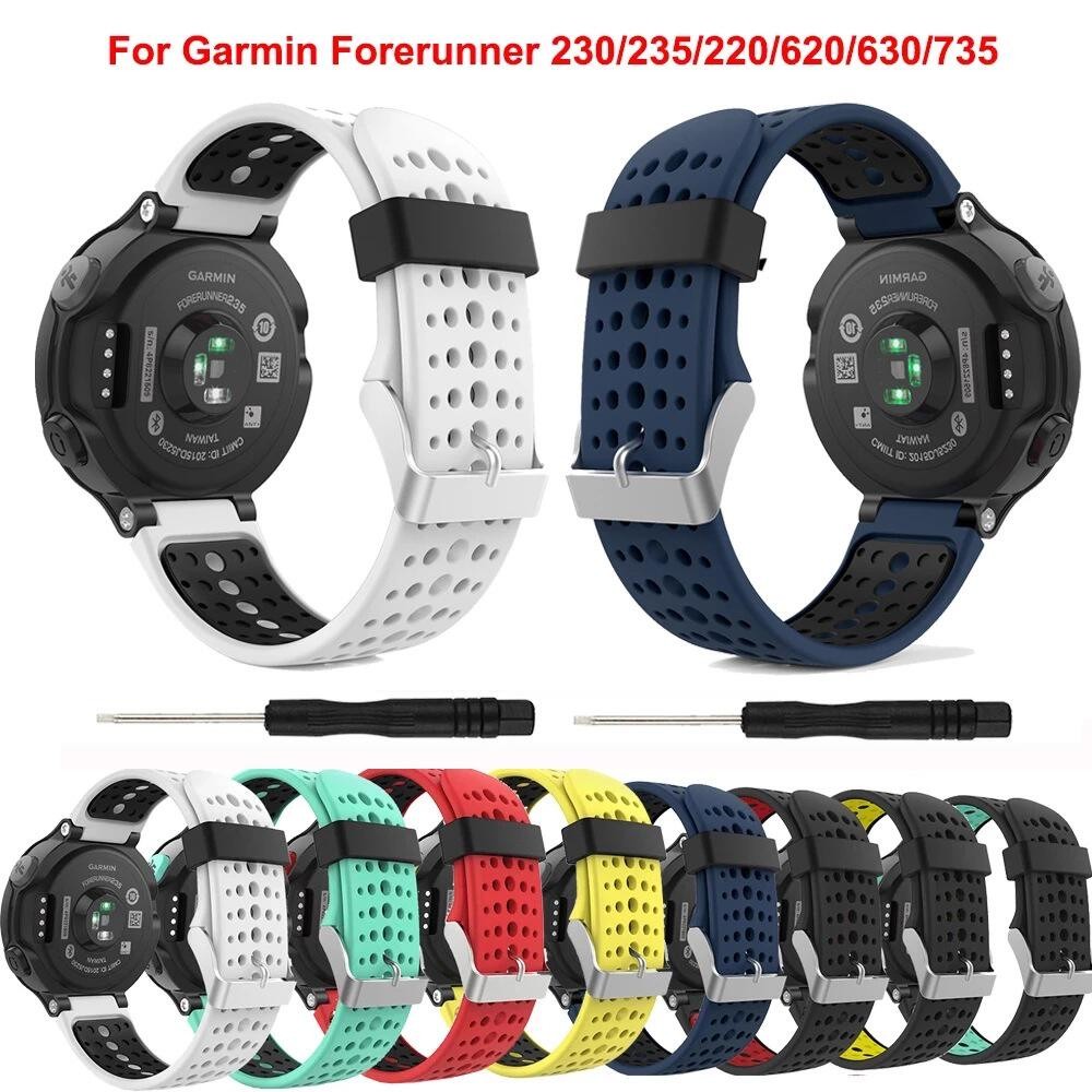 Garmin Forerunner235/735XT/235L/230/220/620/630 สมาร์ทวอทช์สายรัดข้อมือสองสีสายคล้องคอซิลิโคน