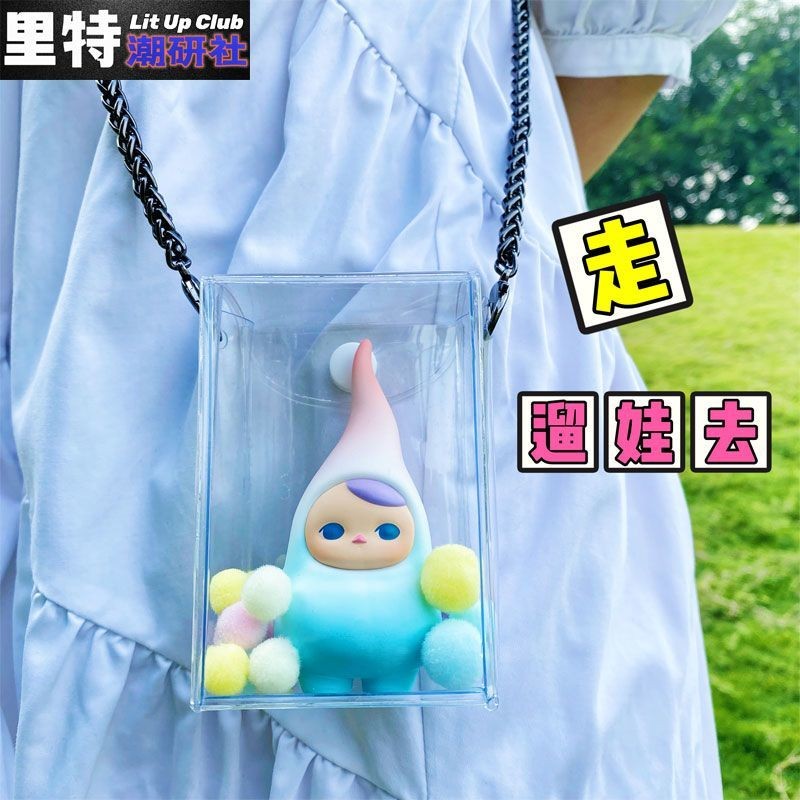 Rite Chaoyan กระเป๋าเดินเด็กสไตล์มินิมอล Bubble Mart โซ่อะคริลิคหนาโปร่งใสสูง ถุงแขวนโปร่งใสรูปลักษ