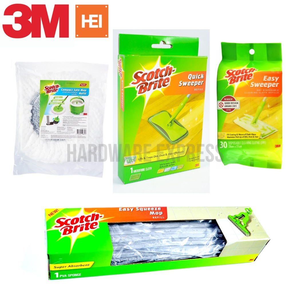 ในสต็อก 3M Scotch Brite REFILL สําหรับ Spin Mop, Easy Sweeper, Quick Sweeper, และ Easy Squeeze Mop (