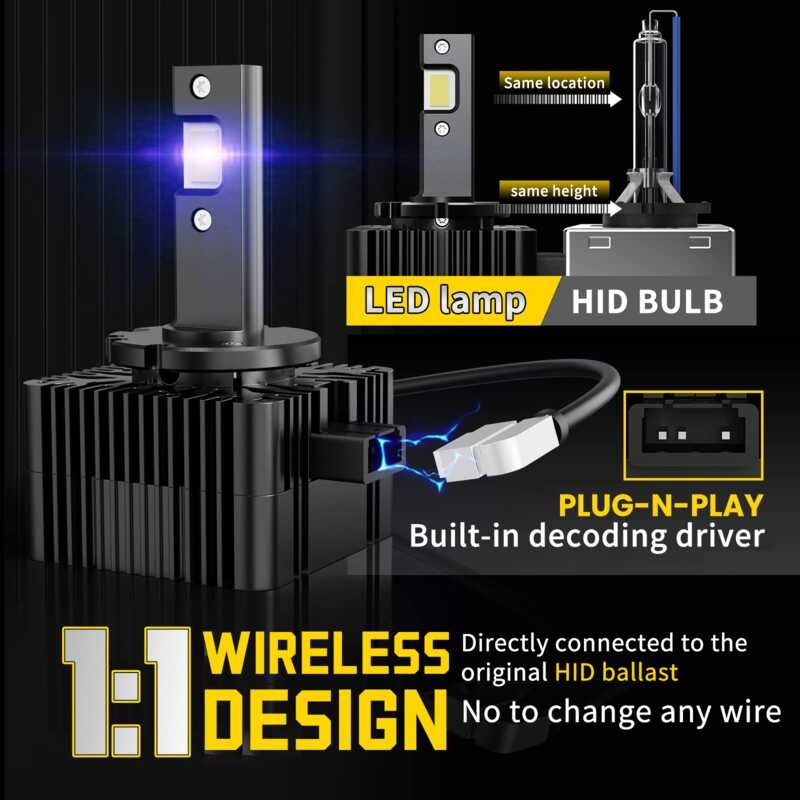 ி 2Pcs ไฟหน้า LED D1s D2s D3s D4s หลอดไฟรถยนต์ D5s D8s เปลี่ยนหลอด