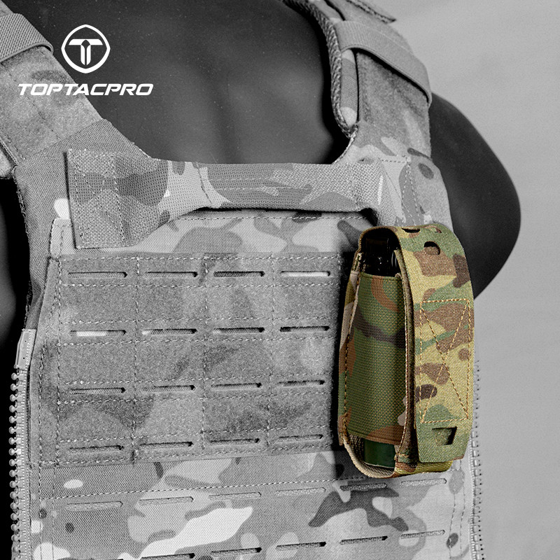 Toptacpro ยุทธวิธี กระเป๋าใส่แฟลชแบงแบบมินิ โมดูลาร์ MOLLE กระเป๋าใส่ระเบิดแฟลชแบบยุทธวิธี 8502