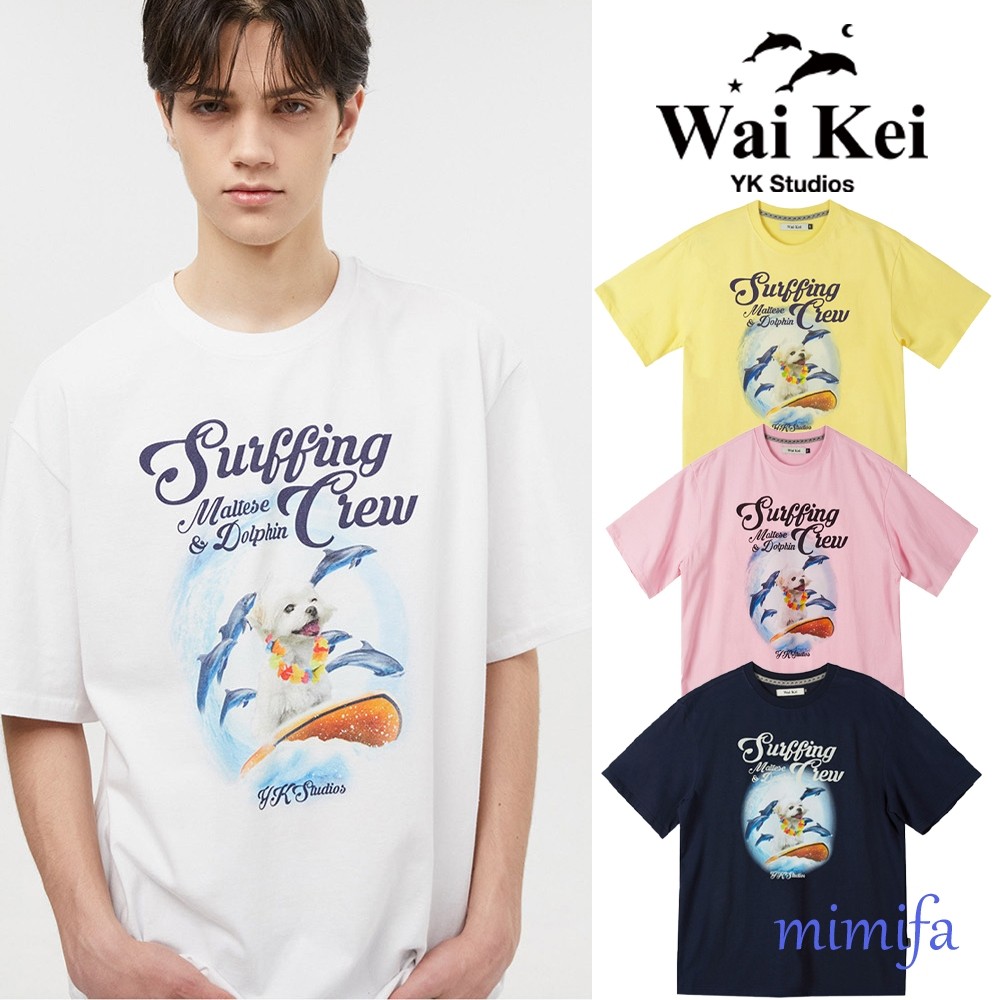 ♞Waikei Puppydolphin เสื ้ อยืดครึ ่ งแขนลูกเรือท ่ อง XM
