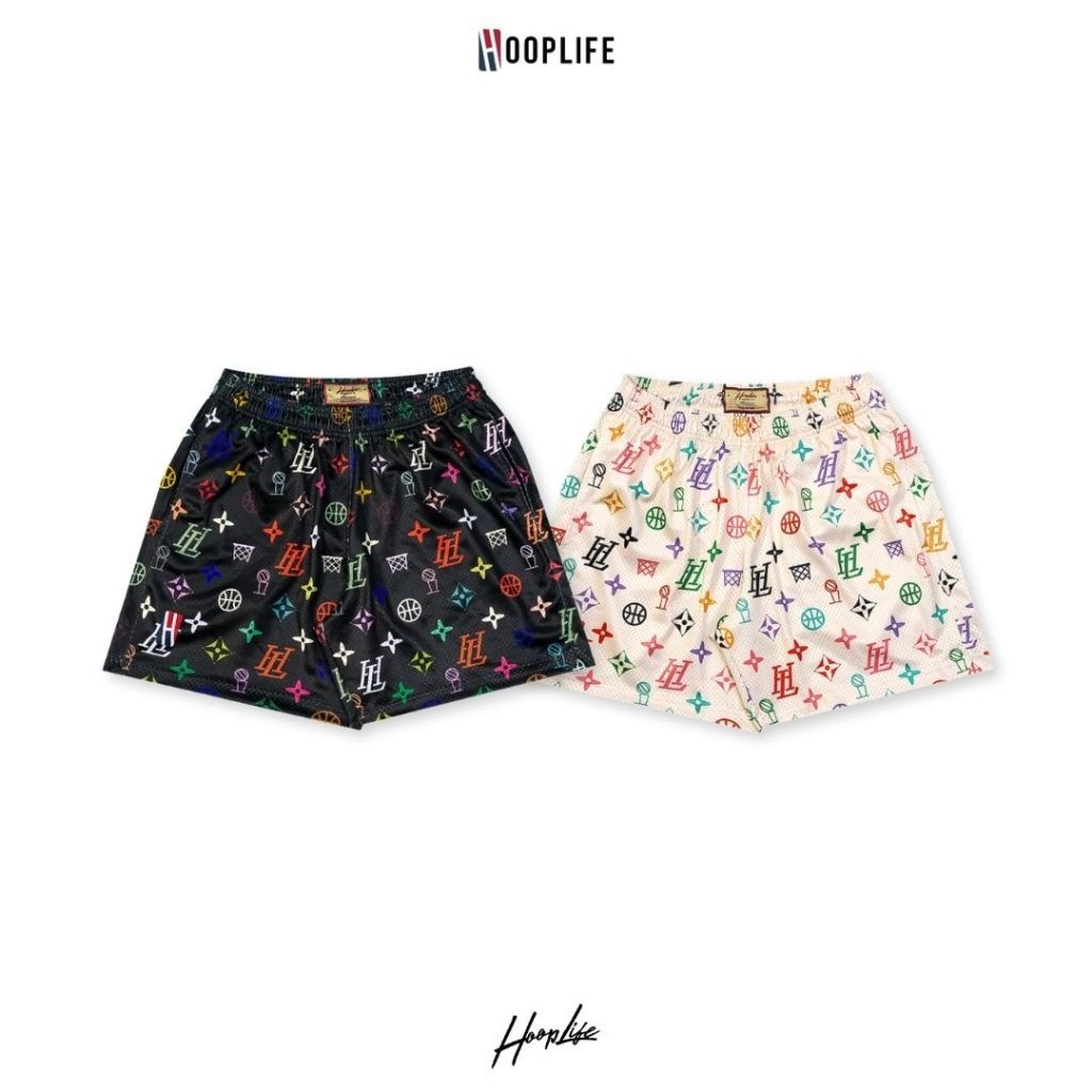 กางเกงขาสั้น กางเกงแฟชั่นเนวสตรีท HoopLife ” Monogram 2.0 ” Mesh Shorts
