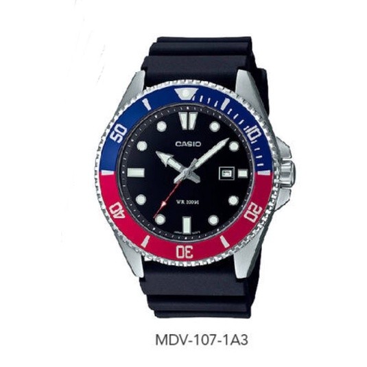 Casio แท้ % นาฬิกาผู้ชาย สายเรซิ่น รุ่น MDV-107