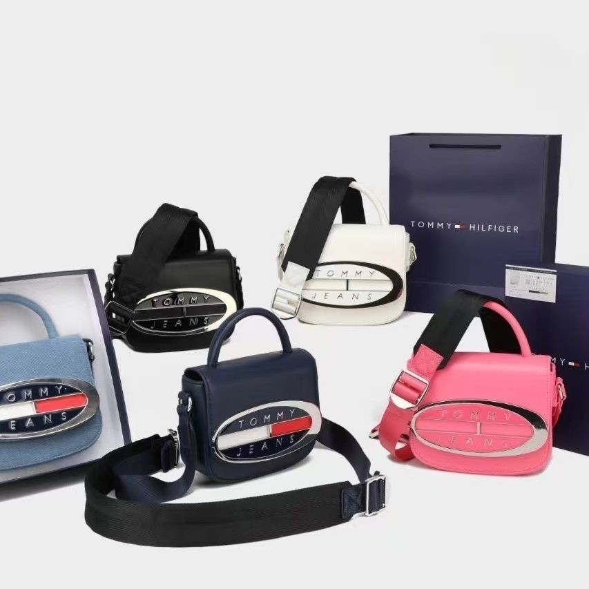 Tommy Hilfiger Xiaotangjia Gift Box Niche Design 2024 ใหม่รักแร้กระเป๋าถือกระเป๋าสะพายกระเป๋าสตรีกระ