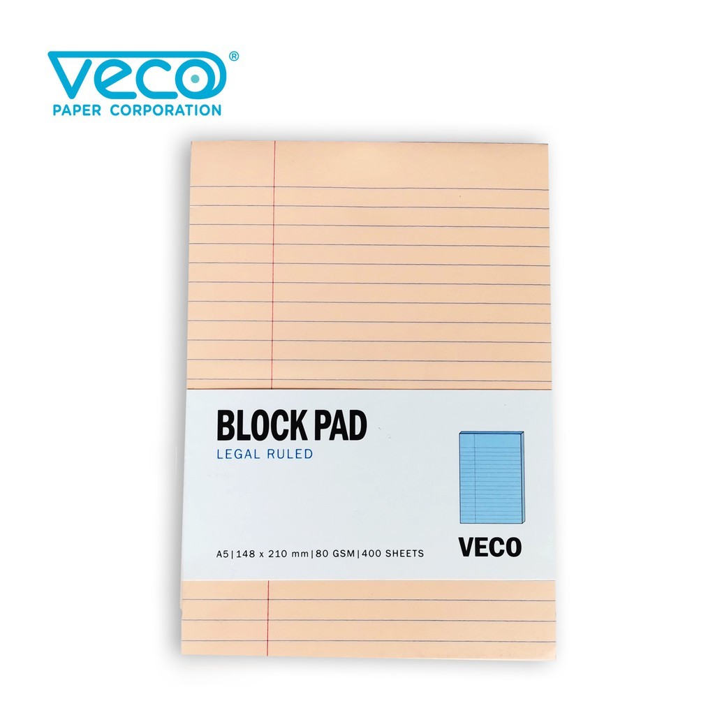 ในสต็อก Veco Paper Block Pad Legal Ruled A5 400 แผ่น (1 ชิ้น)