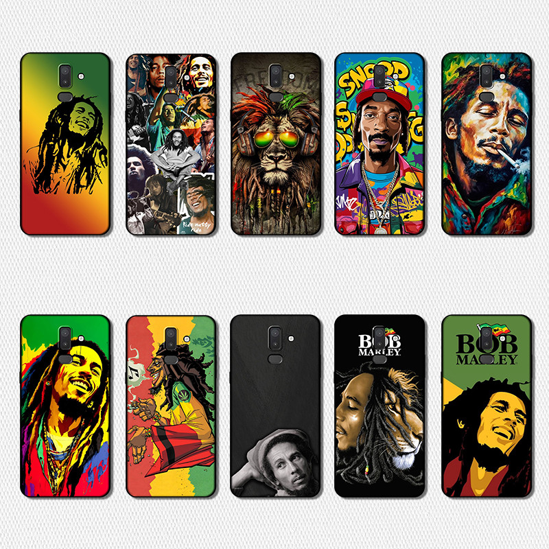 SAMSUNG เคสโทรศัพท์สีTPUนุ่มสีดําสําหรับSamsung j4 j5 j6 j7 j730 j8 Plus Prime HR7 bob marley Anti f