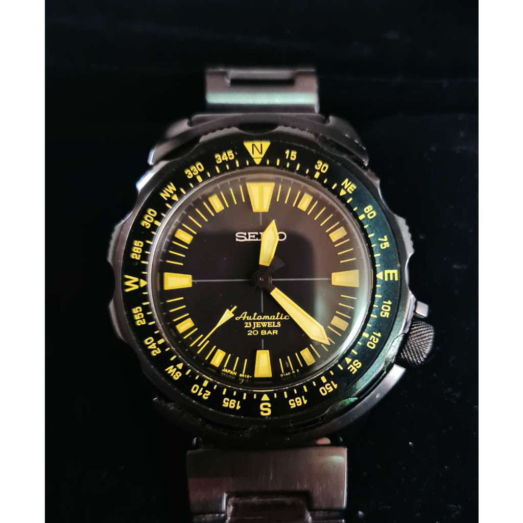 นาฬิกา SEIKO LAND MONSTER SARB049 6R15-01H0.(Made in Japan) สีดำ x สีเหลือง สวยมาก มือสอง ใช้น้อย เ