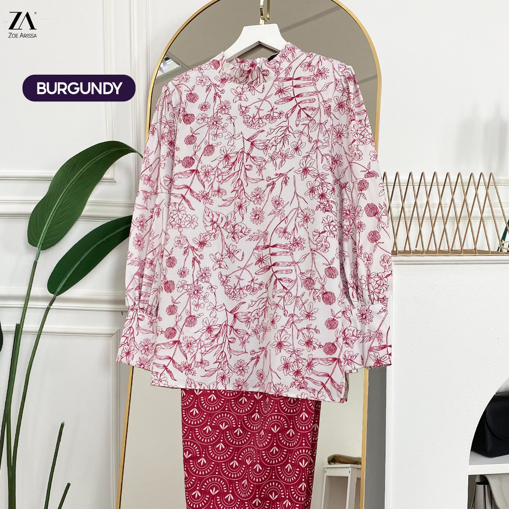 ZOE ARISSA Ruqayya Kurung Baju Kurung Modern Cutting Floral Design Muslimah Wanita Kurung Kedah Moden พิมพ์ใหม่