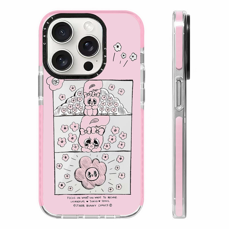 น่ารักEsther Bunny FloralsฉลากสําหรับIPhone 11 13 14 15 16 Pro Max 12 Mini Cover X XR XS MaxซิลิโคนกันชนใสSE 2022 6 7 8 Plusปลอกกันกระแทก ราคา ถูกที่สุด ดีลบีเคเค แกลเลอรีภาพที่ 6