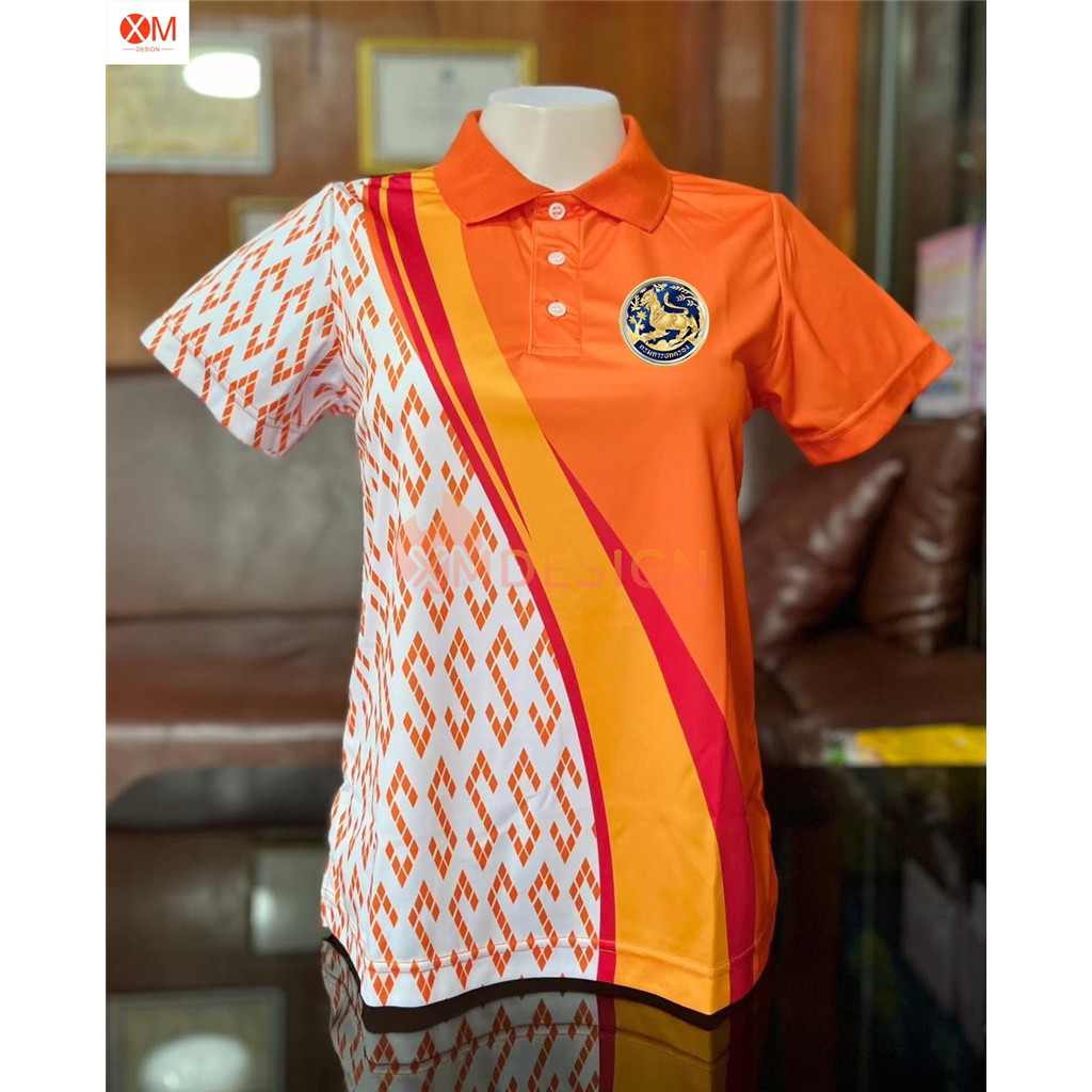 เสื้อโปโล พิมพ์ลาย ทรงผู้ชาย ทรงผู้หญิง(เลือกตราหน่วยงานได้ สาธารณสุข สพฐ อปท มหาดไทย อสม สำนักงานคณะกรรมการการศึกษาพื้นฐาน)CODE304