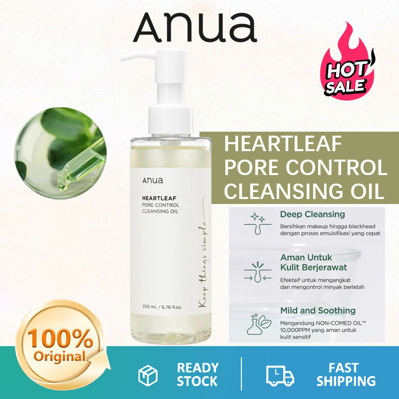 Anua Heartleaf Pore Control Cleansing Oil Daily Makeup Remover Facial Cleanser Gentle Hydration Blac