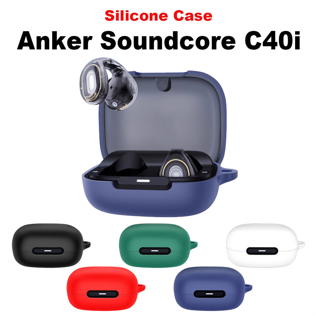 เคสซิลิโคนสําหรับ Anker Soundcore C40i หูฟังไร้สายฝาครอบป้องกัน Anti-drop พร้อม Hook อุปกรณ์เสริมหูฟ