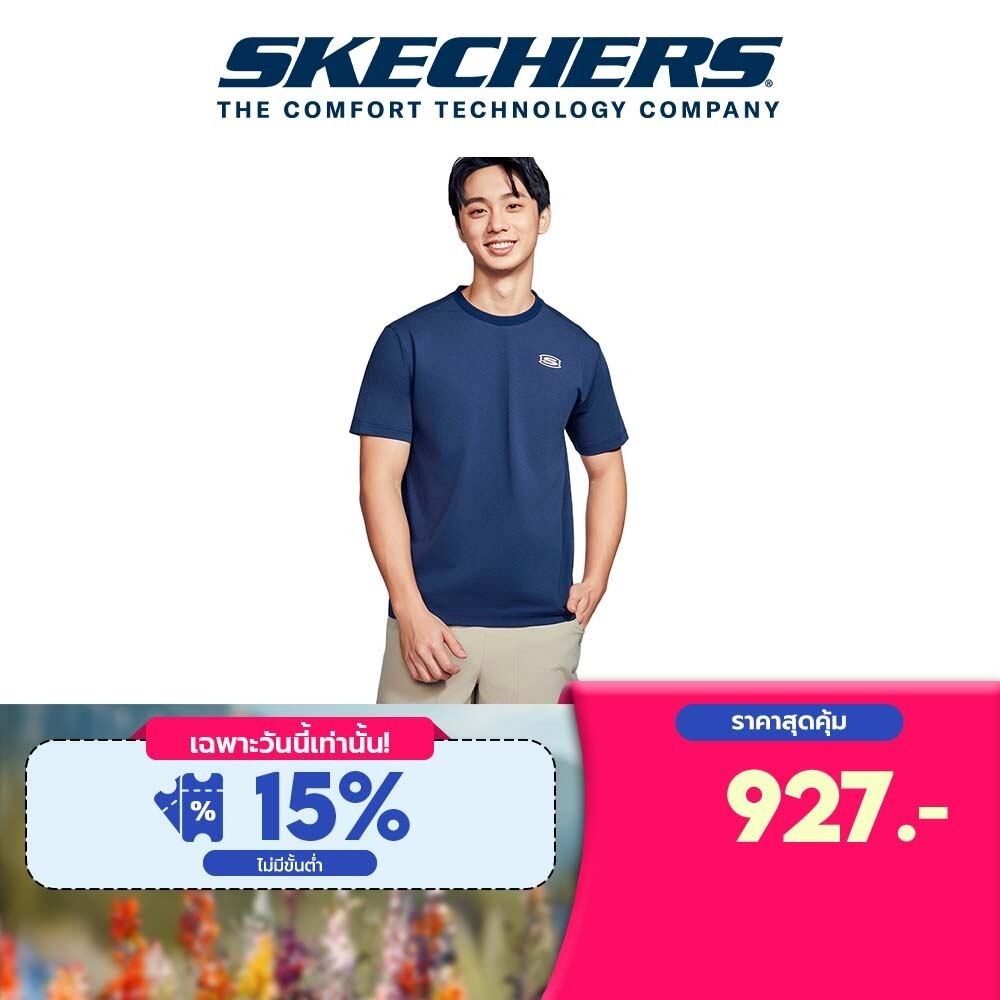 Skechers สเก็ตเชอร์ส เสื้อยืดแขนสั้นผู้ชาย Men Short Sleeve Tee Apparel - SL324M628-NV02
