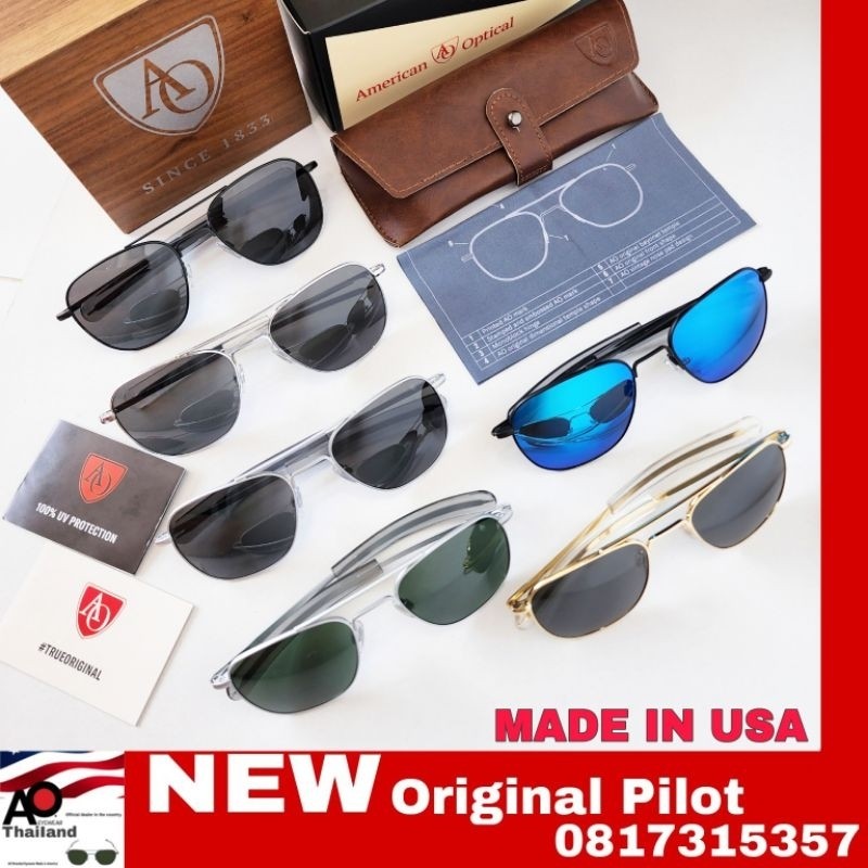 แว่นตาAO Eyewear แท้% รุ่น Pilot Made in USA.ตัวที่นักบินทั่วโลกนิยมใช้มากที่สุดในโลก เลนส์กระจกSky