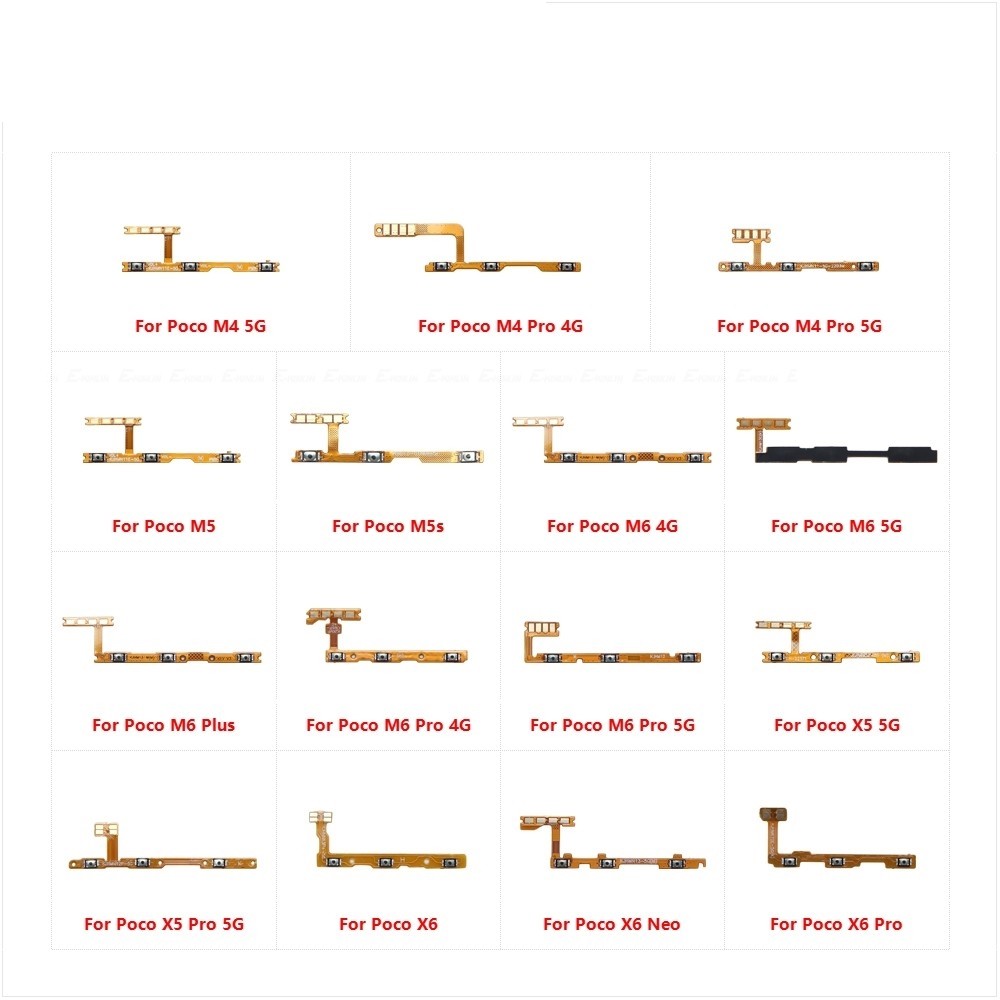 สวิทช์เปิดปิดปุ่ม Flex Cable Parts สําหรับ Xiaomi Poco M4 M5 M5s M6 X5 X6 Pro Plus Neo 5G 4G Mute Silence Volume Key