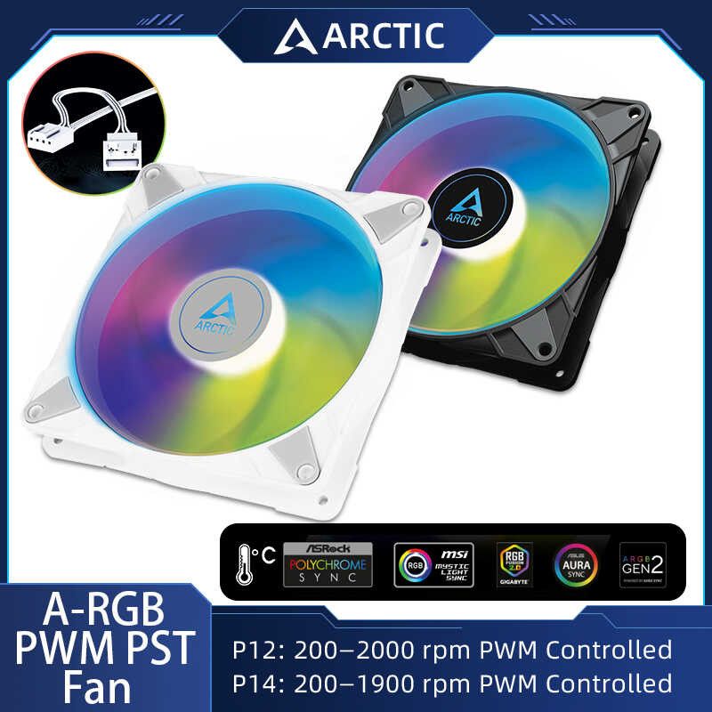 P12 0 ARCTIC / P14 PWM PST A-RGB พัดลมเคส 120/140 มม. ควบคุมอุณหภูมิอั