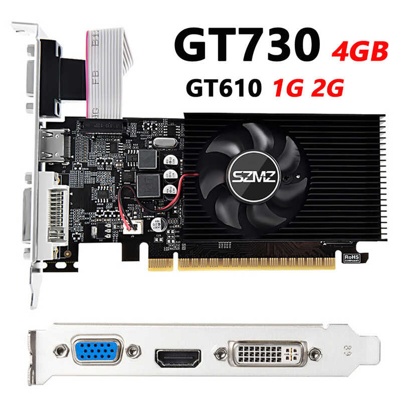 การ์ดจอ GT730 3 4GB DDR3 128 บิตพร้อมพอร์ต HDMI VGA DVI PCI-E2.0 16X คอมพ