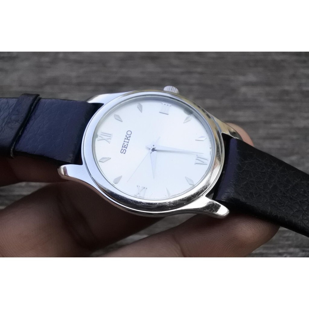 นาฬิกา Vintage มือสองญี่ปุ่น Seiko 7N01 0DE0 White Dial ผู้ชาย ระบบ Quartz ทรงกลม 34มม ของแท้