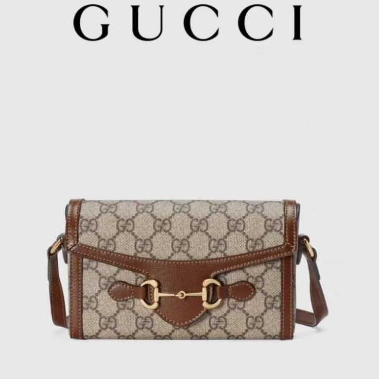 กุชชี่ GUCCI horsebit 1955 Fashion Shoulder Crossbody Bag  กระเป๋าสะพาย/กระเป๋าใส่มือถือ [Mini Bag]