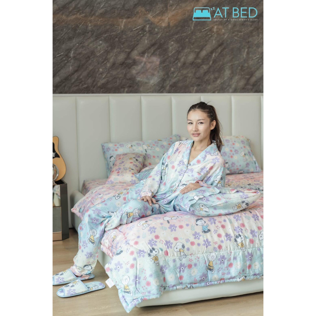 ชุดนอน ชุดลำลอง At Bed เนื้อผ้า Bamboo 1000 เส้นด้าย ลาย Snoopy ดอกไม้ สินค้าลิขสิทธิ์แท้จาก USA