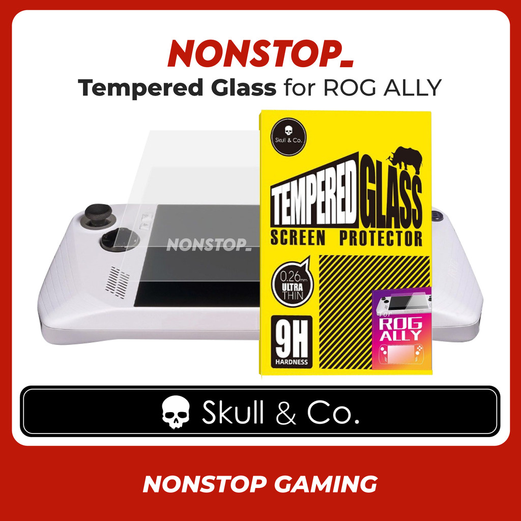 Skull & Co ฟิล์มกันรอยหน้าจอกระจกนิรภัยสําหรับ ROG ALLY X Savage Raven 2 แพ็ค