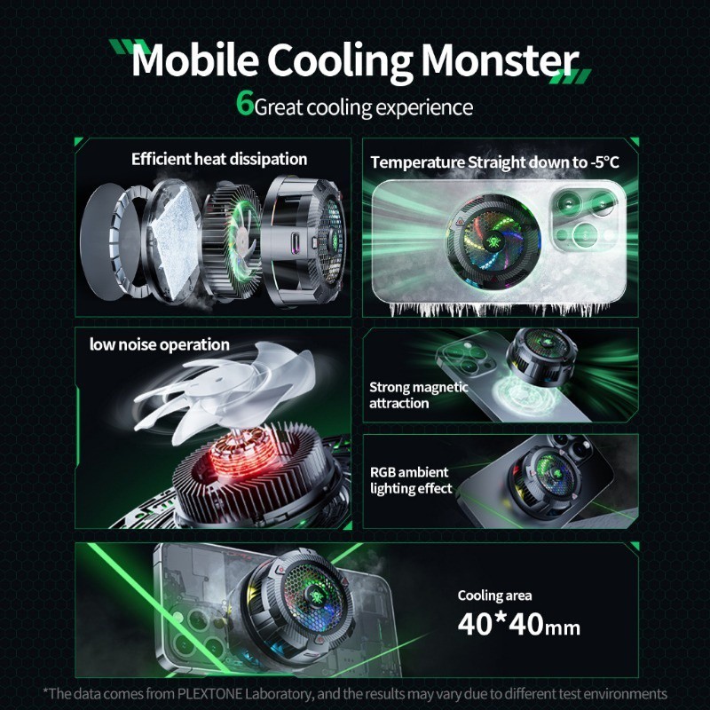 Mi Home Plextone Ex1 Pro Rgb พัดลมระบายความร้อน Usb-C แบบพกพา สําหรับโทรศัพท์มือถือ
