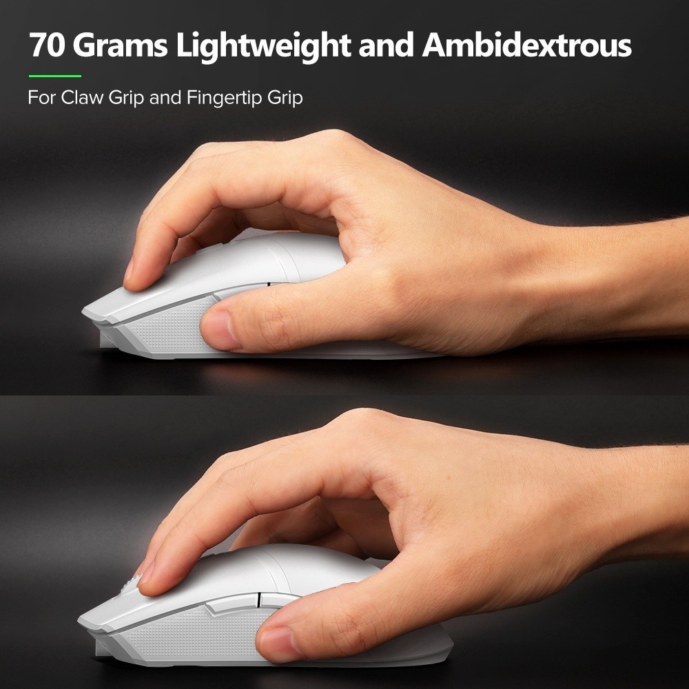 Delux M800pro M800 pro PAW3370 เมาส์ออปติคอลเล่นเกมไร้สาย แบบใช้สาย Type C 1000Hz สีขาว