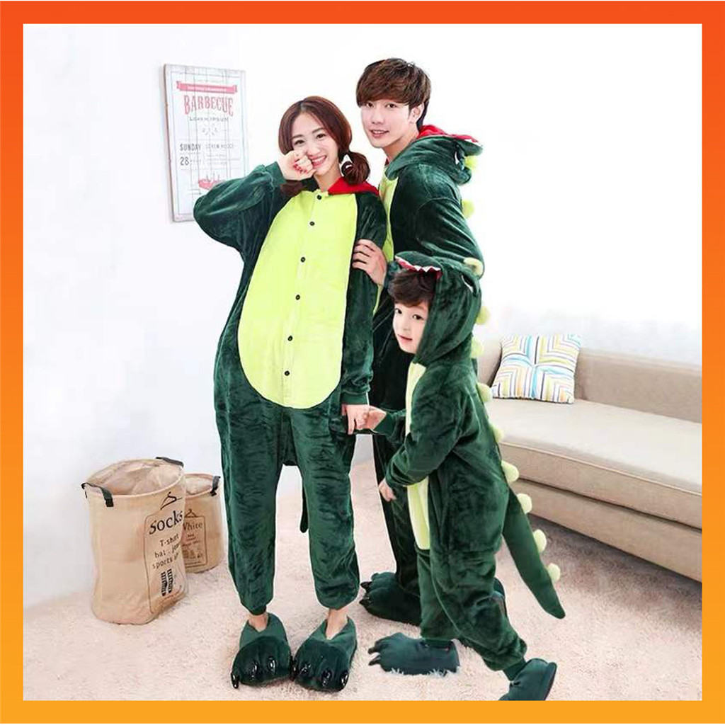 Kigurumi ไดโนเสาร์ Stitch Pikachu กระโดดเสือสัตว์การ์ตูน Flannel ชุดนอน Onesies Jumpsuits เครื่องแต่งกายสําหรับคริสต์มาสฮาโลวีน Party
