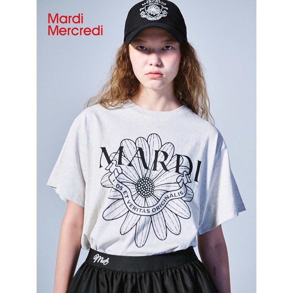 ♞,♘【Official Store】 พร้อมส่งMardi Mercredi TSHIRT FLOWERMARDI เสื้อยืดพิมพ์ลาย Monogram พิมพ์ดอกเดซ