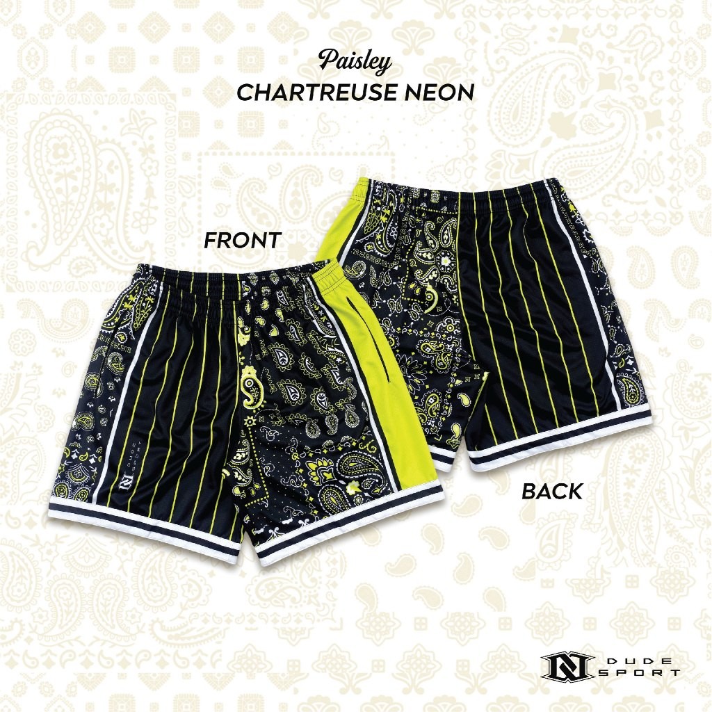 กางเกงบาส กางเกงกีฬา กางเกงขาสั้น " Dude Paisley " Retro Mesh Shorts : DUDESPORT