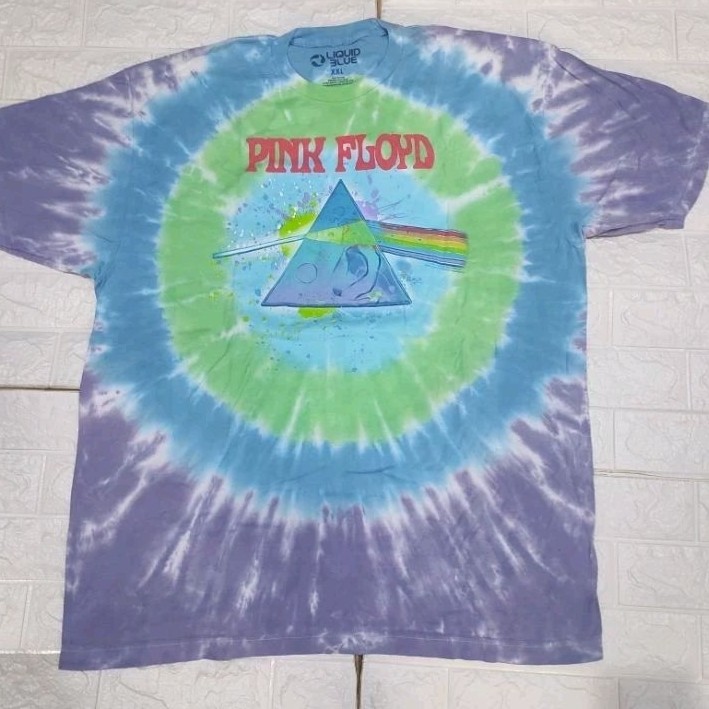 ♞,♘เสื้อยืดมัดย้อม วง Pink Floyd ลิขสิทธิ์แท้ liquid blue QX