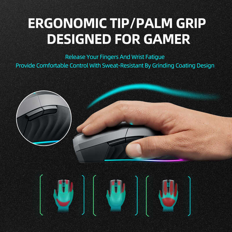 ி Thunderobot Ml703 Pro Gaming Mouse 2.4G Wireless RGB เกมคอนโซล 19000 DPI 1000Mah เม
