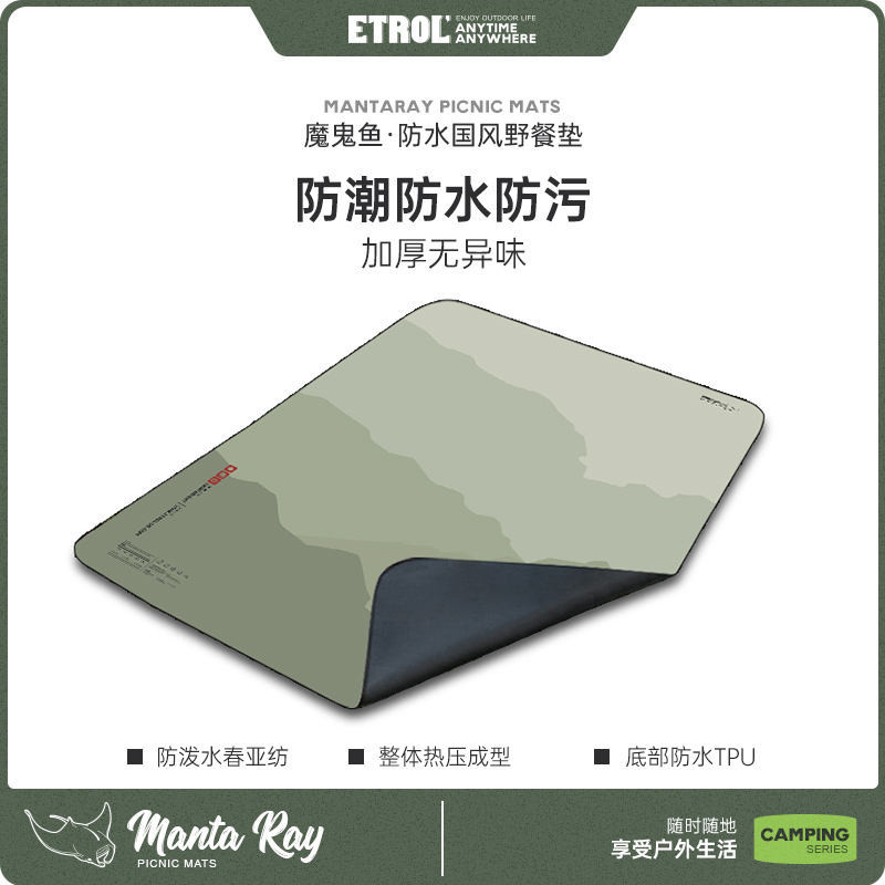 Etrol2023 สไตล์ใหม่อัพเกรด TPU เสื่อปิกนิกกันน้ําเต็นท์แผ่นปูพื้นแคมป์ปิ้งหนาเสื่อกันความชื้นกลางแจ้