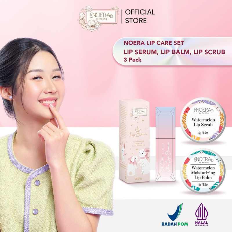 ในสต็อก Noera Lipcare Set | Noera Lip Serum ลิปบาล์ม และสครับริมฝีปาก