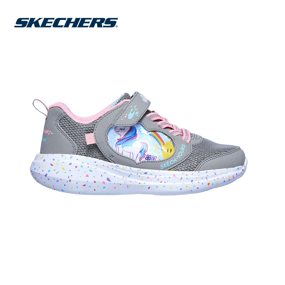 ในสต็อก Skechers Girls GOrun Fast Miss Crafty Shoes - 302205L-gry Budak Perempuan